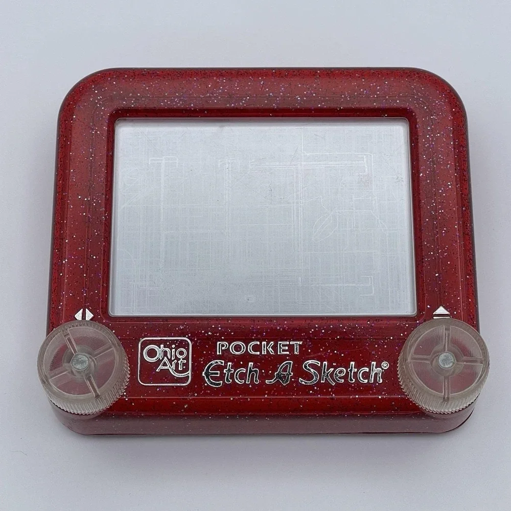 Vintage Pocket Etch A Sketch Red Glitter by Ohio Art